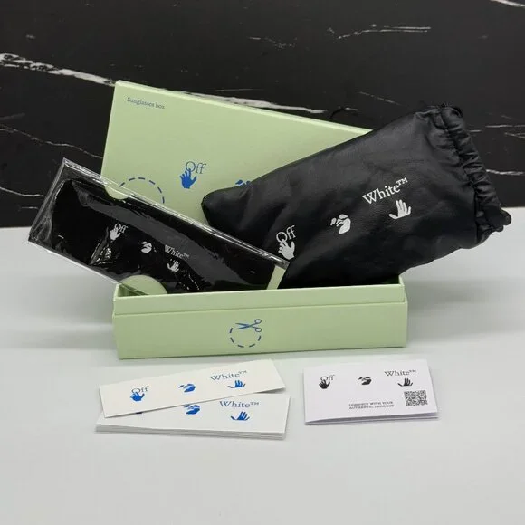 NEW OFF-WHITE CARRARA 007 BLACK OVAL UNISEX SUNGLASSES OFF-WHITE CARRARA - Picture 13 of 13